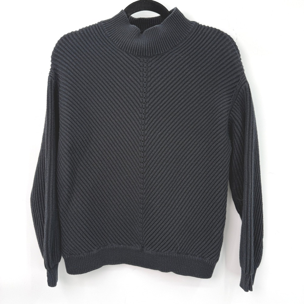 Marine Layer Mock Neck‎ Sweater Women L Coastal Nautical Capsule Minimalist
